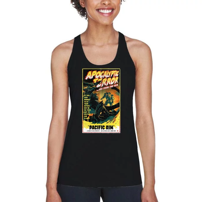 Pacific Rim – Apocalyptic Terror Rises Retro Poster Women's Racerback Tank