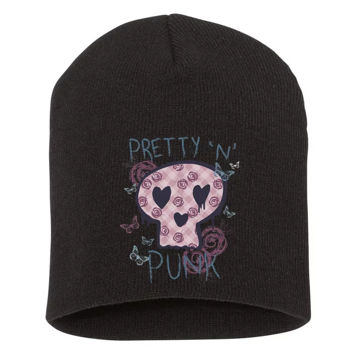 Punk Rock And Roll Music Pretty N Punk Skull Short Acrylic Beanie