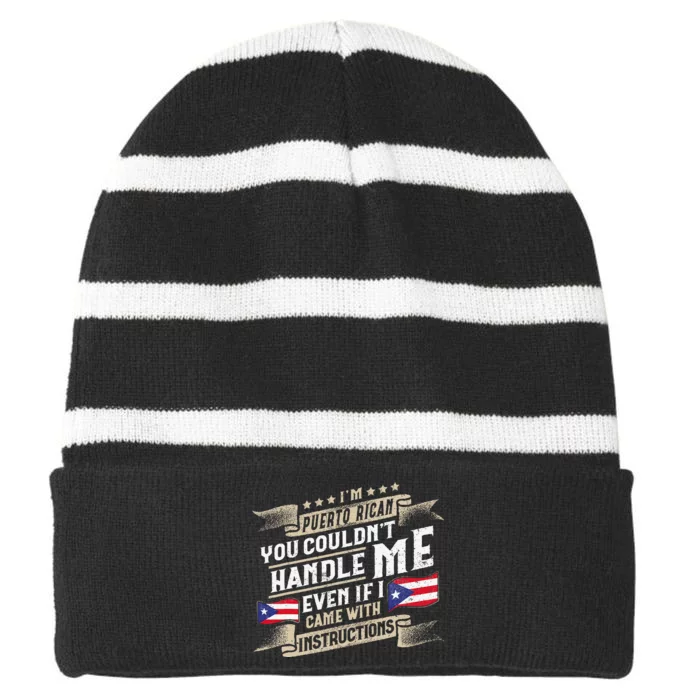 Puerto Rico Accessories Puerto Ricans Flag Striped Beanie with Solid Band