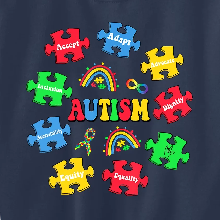 Puzzle Rainbow Autism Awareness Special Education Teacher Kids Sweatshirt