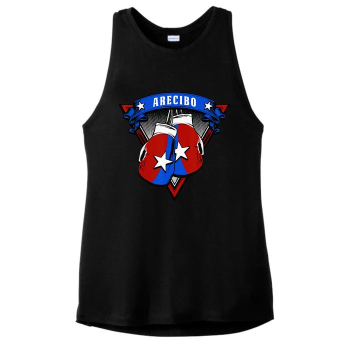 Puerto Rican Arecibo Puerto Rico Boxing Gloves Ladies Tri-Blend Wicking Tank