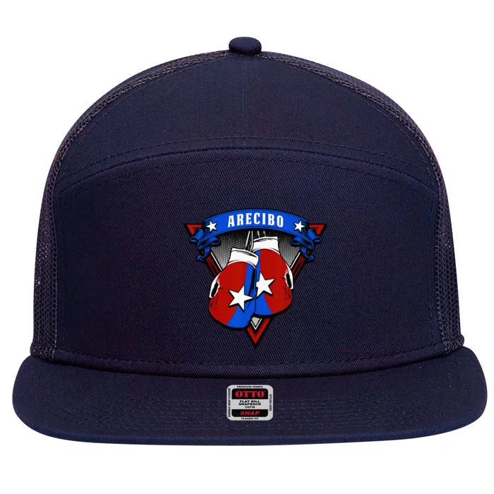 Puerto Rican Arecibo Puerto Rico Boxing Gloves 7 Panel Mesh Trucker Snapback Hat