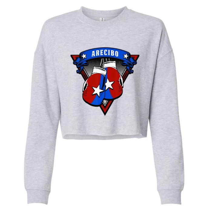 Puerto Rican Arecibo Puerto Rico Boxing Gloves Cropped Pullover Crew