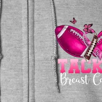 Pink Ribbon Awareness Tackle Breast Cancer Warrior Football Gift Full Zip Hoodie