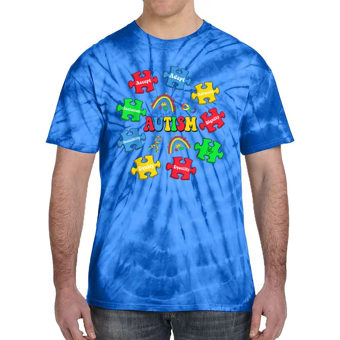 Puzzle Rainbow Autism Awareness Special Education Teacher Tie-Dye T-Shirt