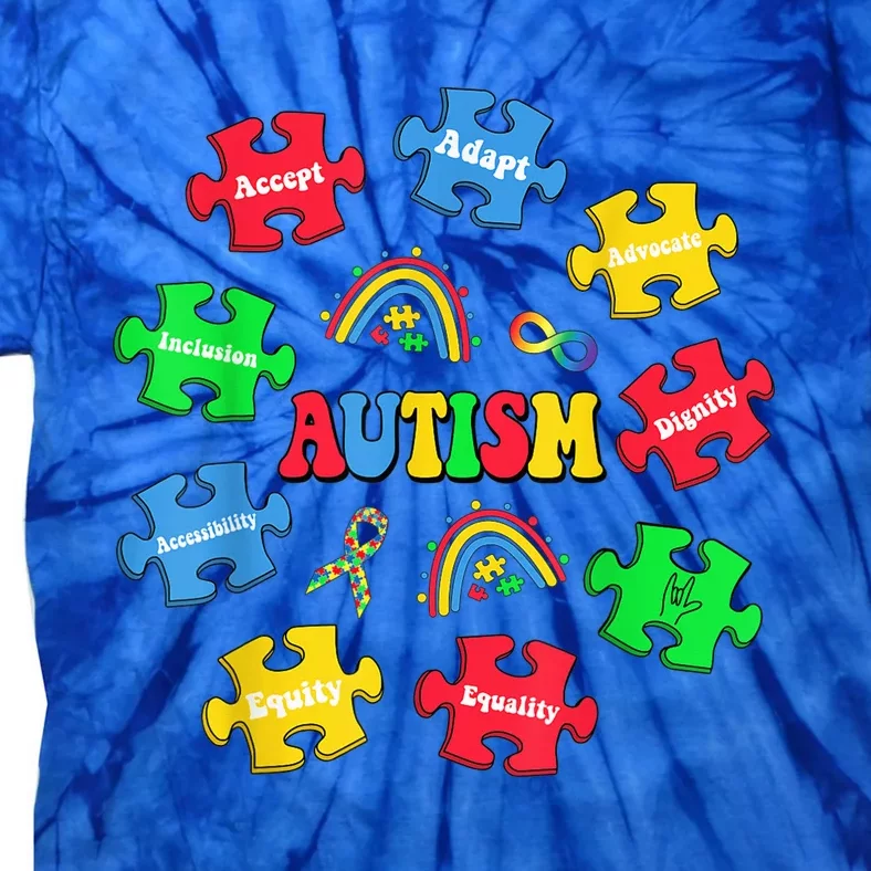 Puzzle Rainbow Autism Awareness Special Education Teacher Tie-Dye T-Shirt