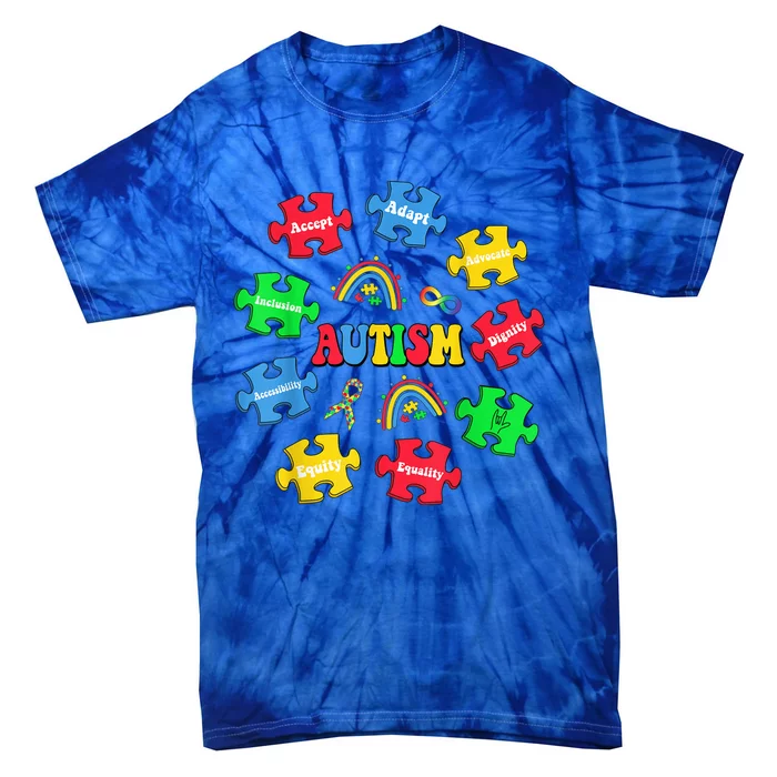 Puzzle Rainbow Autism Awareness Special Education Teacher Tie-Dye T-Shirt