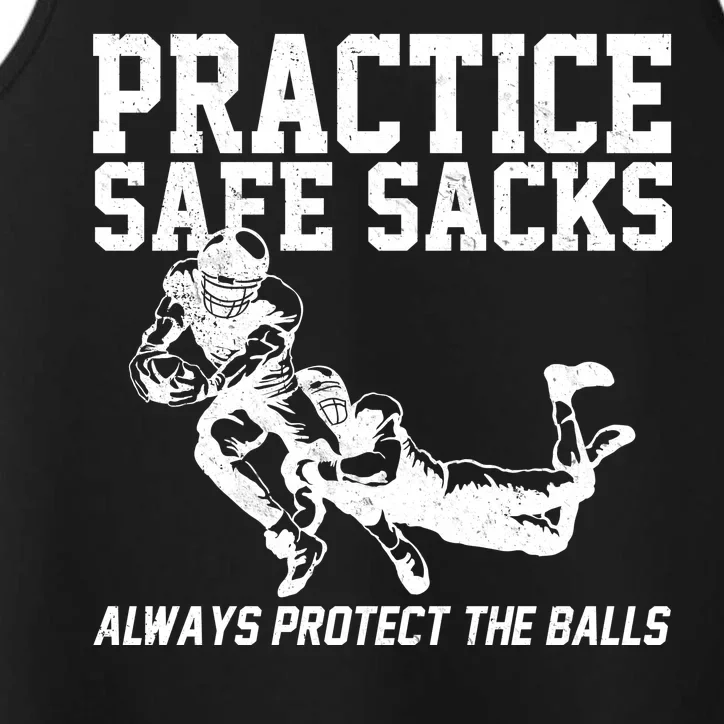 Practice Safe Sacks Funny Football Performance Tank