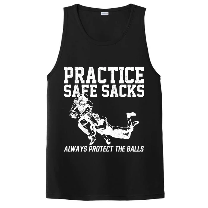 Practice Safe Sacks Funny Football Performance Tank