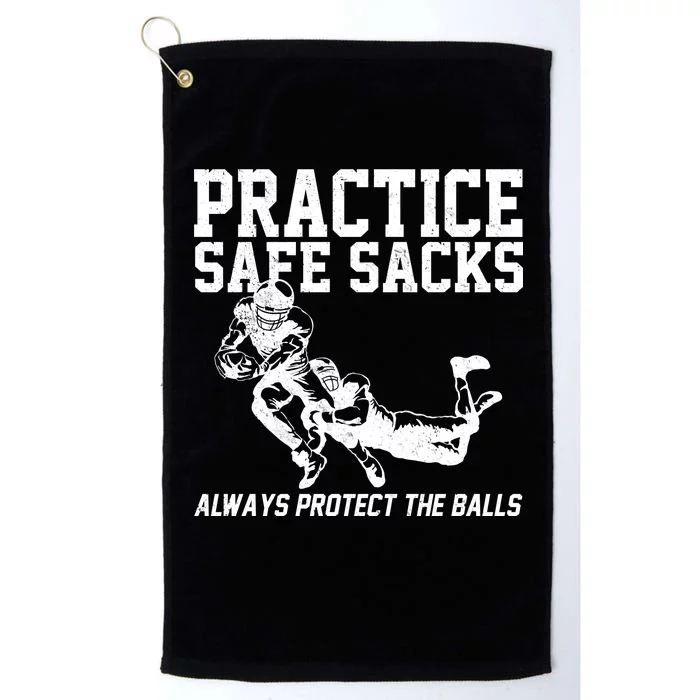 Practice Safe Sacks Funny Football Platinum Collection Golf Towel