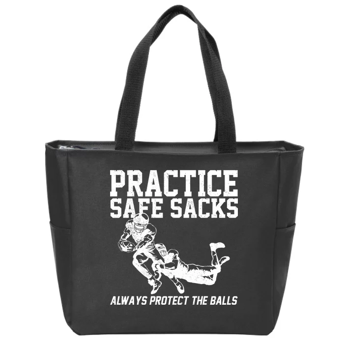 Practice Safe Sacks Funny Football Zip Tote Bag