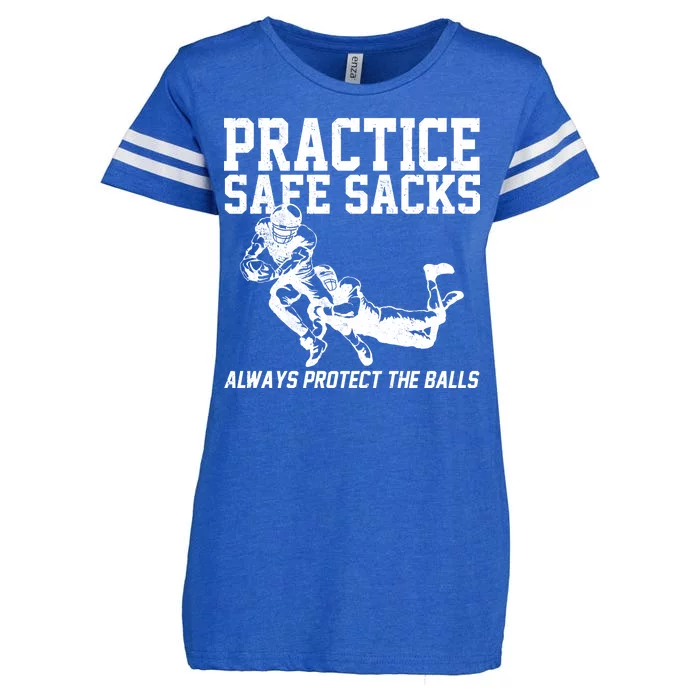 Practice Safe Sacks Funny Football Enza Ladies Jersey Football T-Shirt