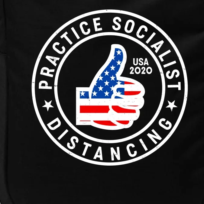 Practice Socialist Distancing Emblem USA Flag Thumbs Up Impact Tech Backpack