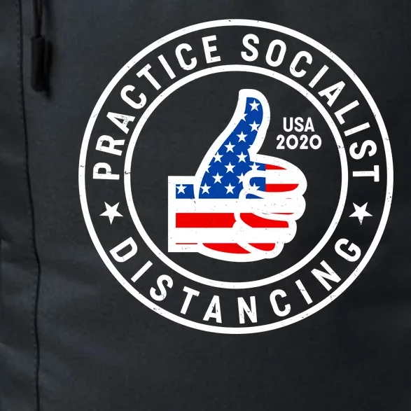 Practice Socialist Distancing Emblem USA Flag Thumbs Up Daily Commute Backpack