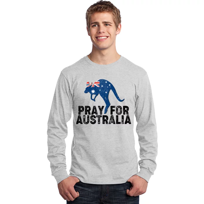 Pray for Australia Kangaroo Australian Flag Long Sleeve Shirt