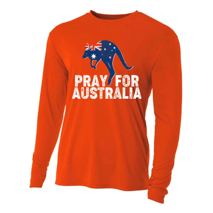 Pray for Australia Kangaroo Australian Flag Cooling Performance Long Sleeve Crew