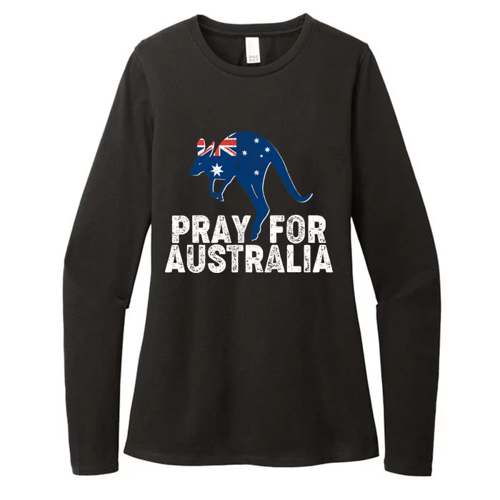 Pray for Australia Kangaroo Australian Flag Womens CVC Long Sleeve Shirt