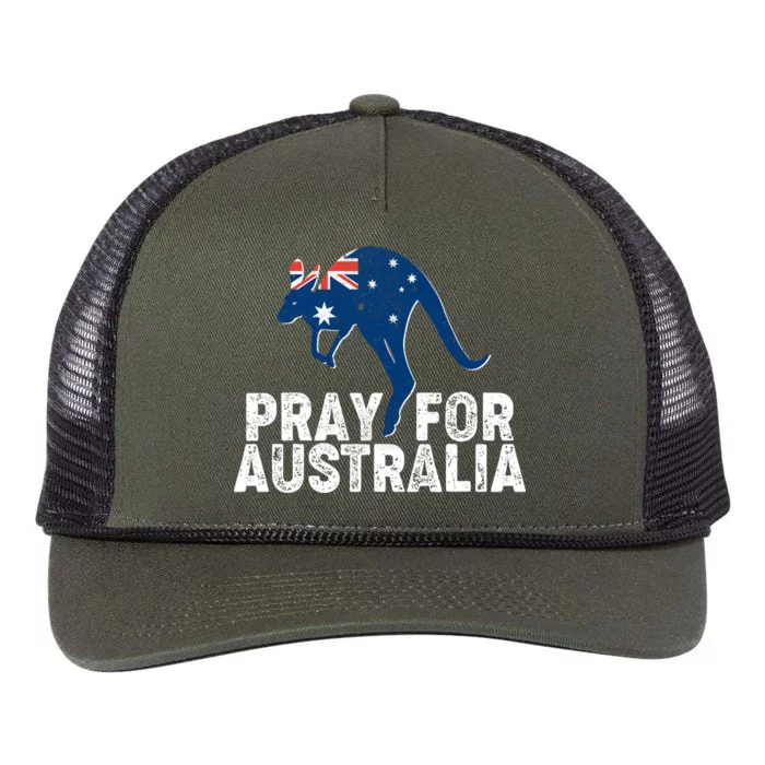 Pray for Australia Kangaroo Australian Flag Retro Rope Trucker Hat Cap