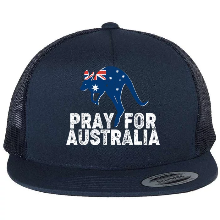 Pray for Australia Kangaroo Australian Flag Flat Bill Trucker Hat