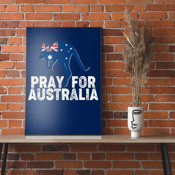 Pray for Australia Kangaroo Australian Flag Poster