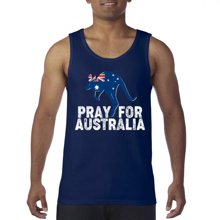 Pray for Australia Kangaroo Australian Flag Tank Top