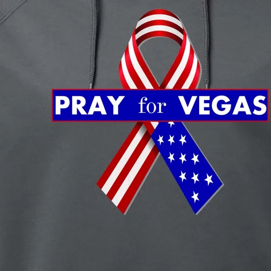 Pray For Vegas USA Flag Ribbon Performance Fleece Hoodie