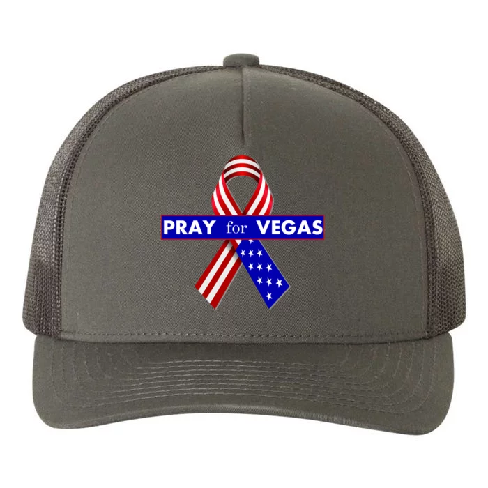 Pray For Vegas USA Flag Ribbon Yupoong Adult 5-Panel Trucker Hat