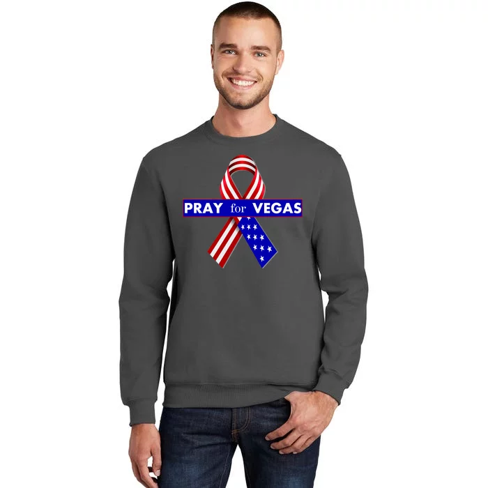 Pray For Vegas USA Flag Ribbon Tall Sweatshirt