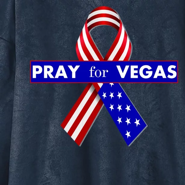 Pray For Vegas USA Flag Ribbon Hooded Wearable Blanket