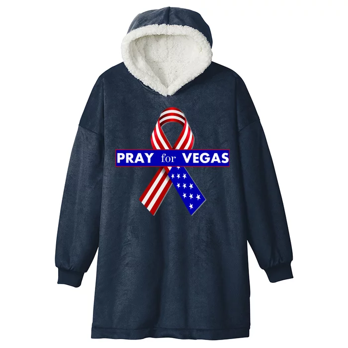 Pray For Vegas USA Flag Ribbon Hooded Wearable Blanket