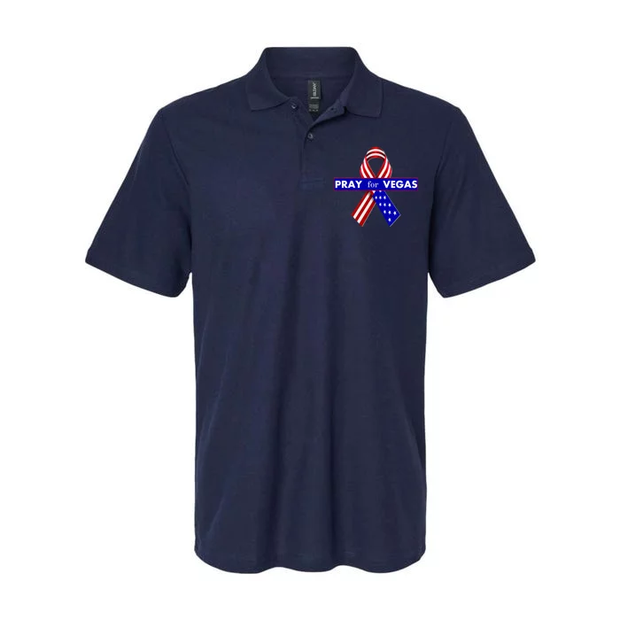 Pray For Vegas USA Flag Ribbon Softstyle Adult Sport Polo