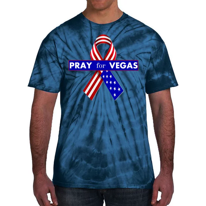 Pray For Vegas USA Flag Ribbon Tie-Dye T-Shirt