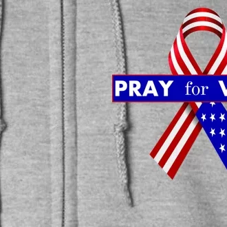 Pray For Vegas USA Flag Ribbon Full Zip Hoodie