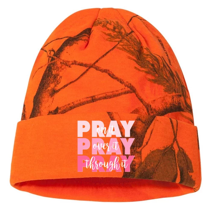 Pray On It Over It Through It Kati - 12in Camo Beanie