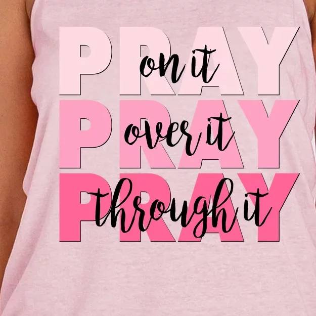 Pray On It Over It Through It Women's Knotted Racerback Tank