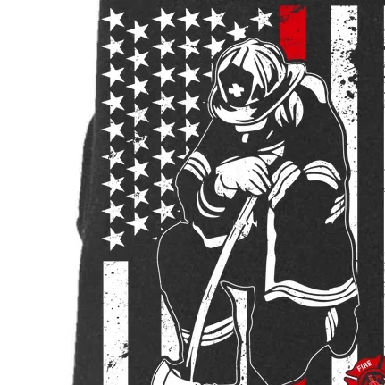 Praying Firefighter Thin Red Line Doggie 3-End Fleece Hoodie