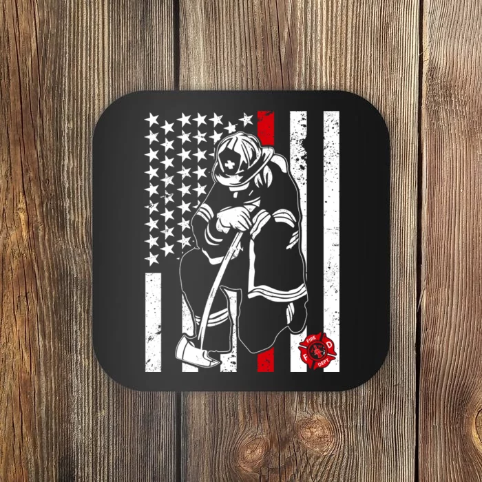 Praying Firefighter Thin Red Line Coaster