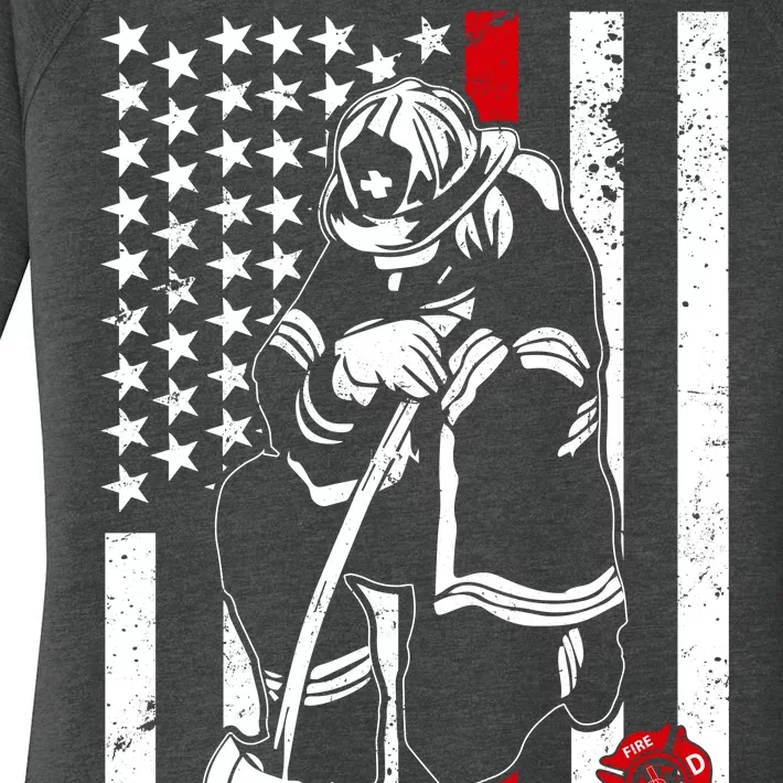 Praying Firefighter Thin Red Line Women's Perfect Tri Tunic Long Sleeve Shirt