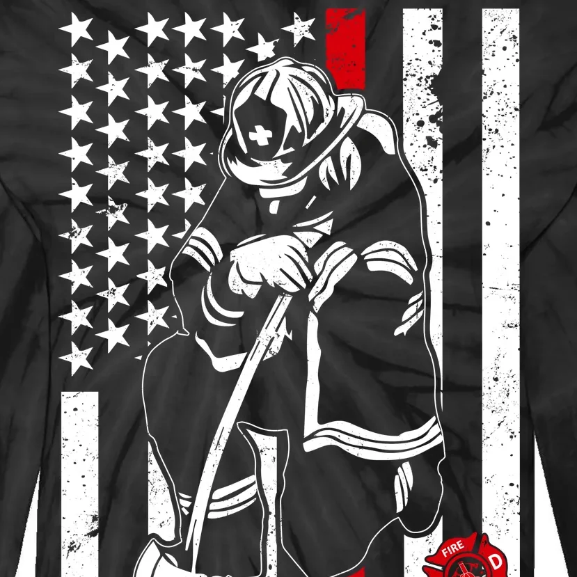 Praying Firefighter Thin Red Line Tie-Dye Long Sleeve Shirt