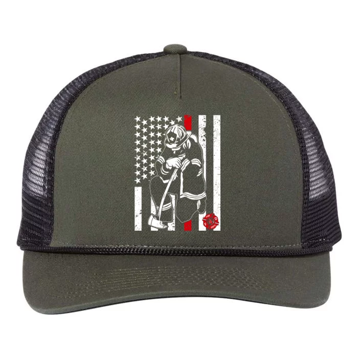 Praying Firefighter Thin Red Line Retro Rope Trucker Hat Cap