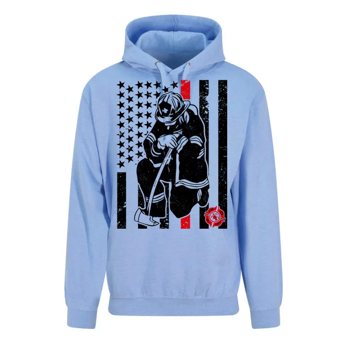 Praying Firefighter Thin Red Line Unisex Surf Hoodie