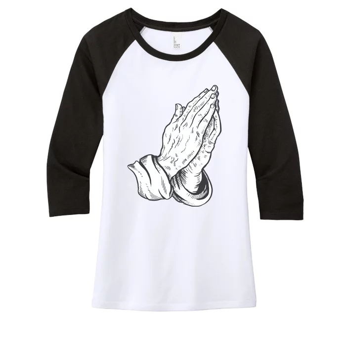 Praying Hands Women's Tri-Blend 3/4-Sleeve Raglan Shirt