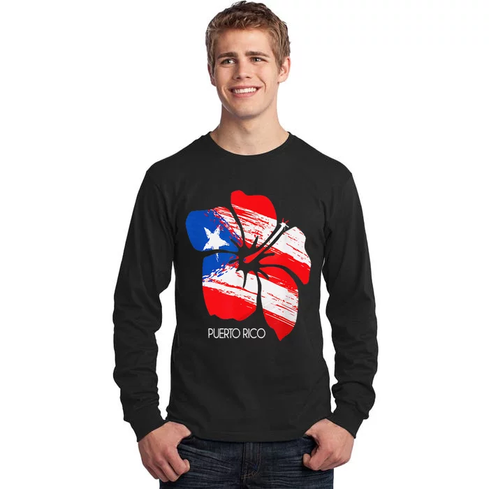 Puerto Rico Boricua Puerto Rican Flag Flower Pride Tall Long Sleeve T-Shirt