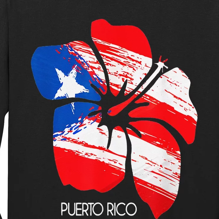 Puerto Rico Boricua Puerto Rican Flag Flower Pride Tall Long Sleeve T-Shirt