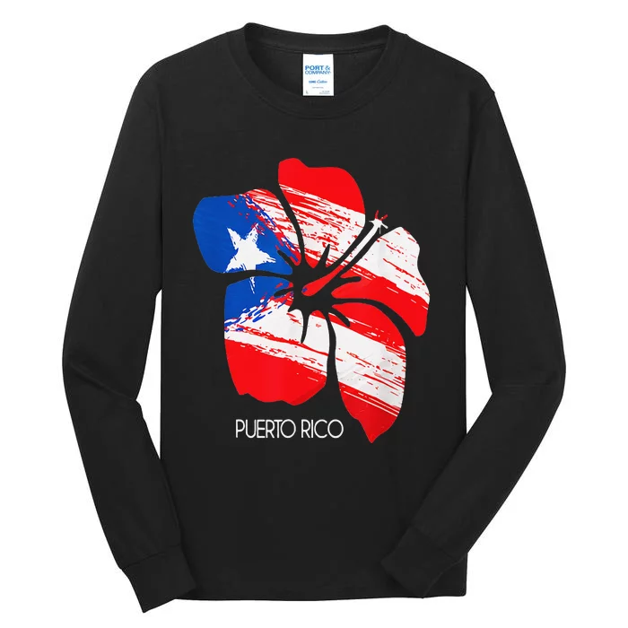 Puerto Rico Boricua Puerto Rican Flag Flower Pride Tall Long Sleeve T-Shirt