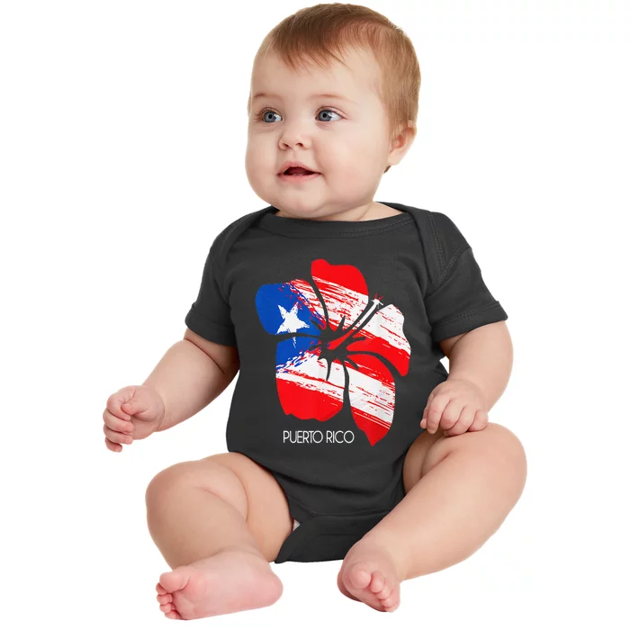 Puerto Rico Boricua Puerto Rican Flag Flower Pride Baby Bodysuit