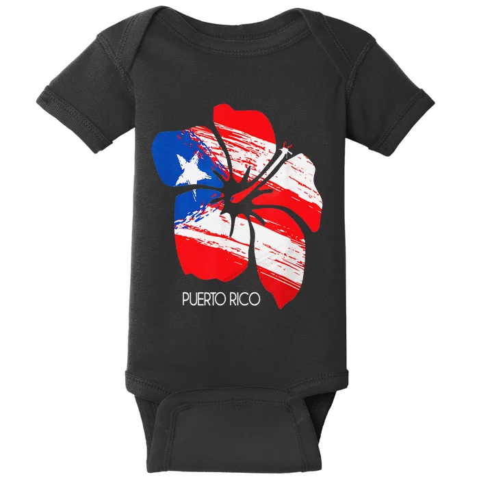 Puerto Rico Boricua Puerto Rican Flag Flower Pride Baby Bodysuit