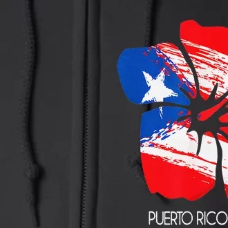 Puerto Rico Boricua Puerto Rican Flag Flower Pride Full Zip Hoodie