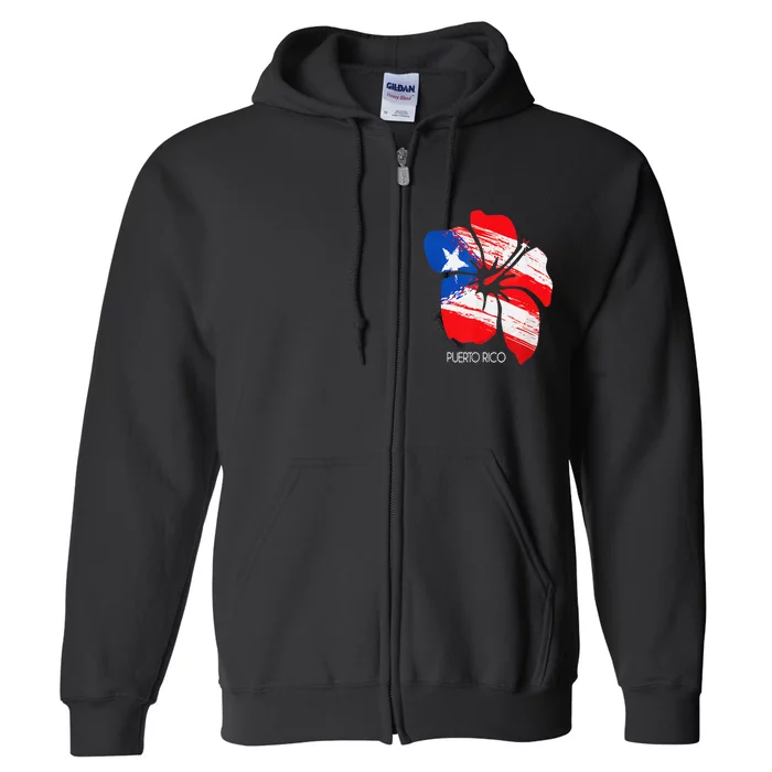 Puerto Rico Boricua Puerto Rican Flag Flower Pride Full Zip Hoodie