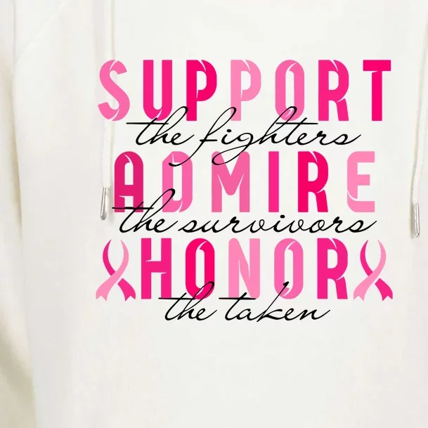 Pink Ribbon Breast Cancer Awareness Support Admire Honor Gift Womens Funnel Neck Pullover Hood